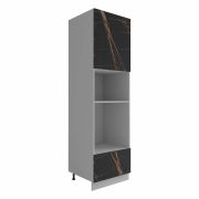 Пенал с нишей под духовку и СВЧ Монца Кварц черный ПНС 600