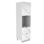 Пенал с нишей под духовку и ящиками Монца Мрамор Арктик ПНЯ 600