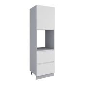 Пенал с нишей под духовку и ящиками Тренто Белая кожа ПНЯ 600 левый