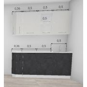 Кухня Нувель бетон черный / Олива металлик белый (верх) 1,86 м (2798)