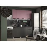 Кухня Кьяра 1.6м (корпус белый/карбон сакура, карбон вулкан) 26мм кастилло темный