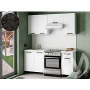 Кухня Кьяра 1.8м с окапом (корпус белый/карбон фарфор) 26мм кастилло темный