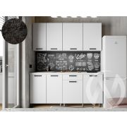 Кухня Кьяра 1.8м (корпус белый/карбон фарфор) 26мм кастилло темный