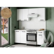Кухня Кьяра 1.8м с окапом (корпус белый/карбон фарфор) 26мм дуб вотан