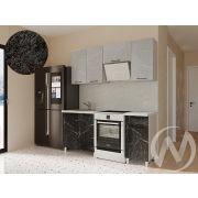 Кухня Мэйбл 1.8м с окапом (корпус белый/мрамор лайт, мрамор дарк) 26мм кастилло темный