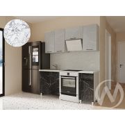 Кухня Мэйбл 1.8м с окапом (корпус белый/мрамор лайт, мрамор дарк) 38мм мрамор итальянский