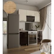 Кухня Нора 1.5м с окапом (корпус белый/ваниль, горький шоколад) 38мм дуб бунратти