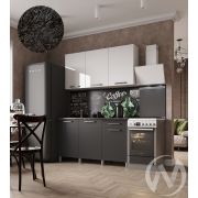 Кухня Ребекка 1.5м (корпус белый/белый, графит) 26мм кастилло темный