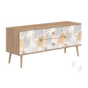Тумба ТВ-2 Гостиная Art design Flora (дуб крафт золотой/белый с рисунком)