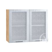 Кухня «Палермо»: Шкаф верхний со стеклом 800, ШВС 800 (Дуб остин серый/корпус дуб крафт золотой)