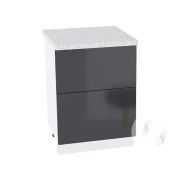 Кухня «Эстетик»: Шкаф нижний с 2-мя ящиками 600, ШН2Я 600 (силвер/корпус белый)