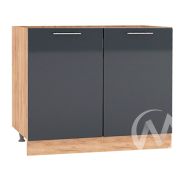 Кухня «Валерия-М»: Шкаф нижний под мойку 800, ШНМ 800 (Антрацит глянец/корпус дуб крафт золотой)