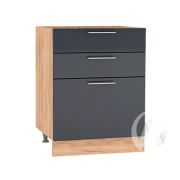 Кухня «Валерия-М»: Шкаф нижний с 3-мя ящиками 500, ШН3Я 500 (Антрацит глянец/корпус дуб крафт)