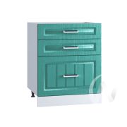 Кухня «Луксор»: Шкаф нижний с 3-мя ящиками 600, ШН3Я 600 (Клен бирюза/корпус белый)