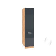 Кухня «Валерия-М»: Шкаф пенал 400, ШП 400 (Антрацит глянец/корпус дуб крафт золотой)