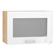 Кухня «Валерия-М»: Шкаф верхний горизонтальный со стеклом 609, ШВГС 609 (белый глянец/корпус крафт)