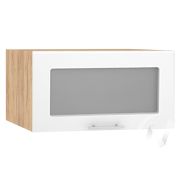 Кухня «Валерия-М»: Шкаф верхний горизонтальный со стеклом 610, ШВГС 610 (белый глянец/корпус крафт)