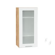 Кухня «Валерия-М»: Шкаф верхний со стеклом 409, ШВС 409 (белый глянец/корпус дуб крафт золотой)