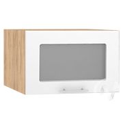 Кухня «Валерия-М»: Шкаф верхний горизонтальный со стеклом 510, ШВГС 510 (белый глянец/корпус крафт)