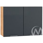 Кухня «Валерия-М»: Шкаф верхний 800, ШВ 800 новый (Антрацит глянец/корпус дуб крафт золотой)