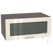 Кухня «Валерия-М»: Шкаф верхний горизонтальный со стеклом 810, ШВГС 810 (Ваниль глянец/корпус венге)