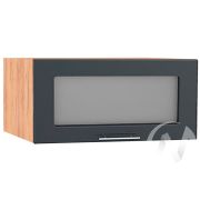 Кухня «Валерия-М»: Шкаф верхний горизонтальный со стеклом 610, ШВГС 610 (Антрацит глян/корпус дуб)