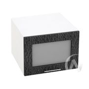 Кухня «Валерия-М»: Шкаф верхний горизонтальный со стеклом 510, ШВГС 510 (дождь черный/корпус белый)