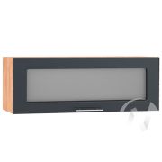 Кухня «Валерия-М»: Шкаф верхний горизонтальный со стеклом 800, ШВГС 800 (Антрацит глян/корпус дуб)