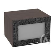 Кухня «Валерия-М»: Шкаф верхний горизонтальный со стеклом 510, ШВГС 510 (дождь черный/корпус венге)