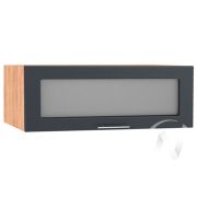 Кухня «Валерия-М»: Шкаф верхний горизонтальный со стеклом 810, ШВГС 810 (Антрацит глян/корпус дуб)
