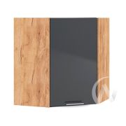 Кухня «Валерия-М»: Шкаф верхний угловой 590, ШВУ 590 (Антрацит глянец/корпус дуб крафт золотой)