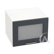 Кухня «Валерия-М»: Шкаф верхний горизонтальный со стеклом 510, ШВГС 510 (Антрацит глян/корпус белый)