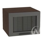 Кухня «Глетчер»: Шкаф верхний горизонтальный со стеклом 510, ШВГС 510 (Маренго силк/корпус венге)