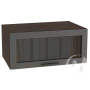 Кухня «Глетчер»: Шкаф верхний горизонтальный со стеклом 810, ШВГС 810 (Маренго силк/корпус венге)