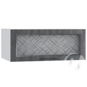 Кухня «Либерти»: Шкаф верхний горизонтальный со стеклом 810, ШВГС 810 (Холст грей/корпус белый)