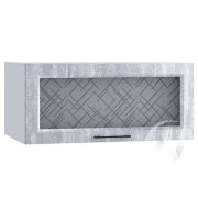 Кухня «Либерти»: Шкаф верхний горизонтальный со стеклом 810, ШВГС 810 (Холст натуральн/корпус белый)