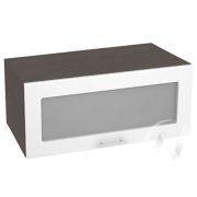 Кухня «Валерия-М»: Шкаф верхний горизонтальный со стеклом 810, ШВГС 810 (белый глянец/корпус венге)