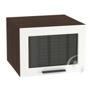 Кухня «Глетчер»: Шкаф верхний горизонтальный со стеклом 510, ШВГС 510 (Айленд силк/корпус венге)