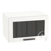 Кухня «Глетчер»: Шкаф верхний горизонтальный со стеклом 610, ШВГС 610 (Айленд силк/корпус белый)