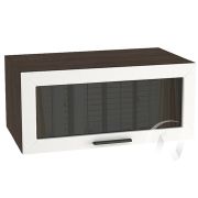 Кухня «Глетчер»: Шкаф верхний горизонтальный со стеклом 810, ШВГС 810 (Айленд силк/корпус венге)