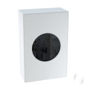 Кухня «Мемфис»: Шкаф верхний со стеклом 609, ШВС 609М (атласный серый/корпус бел)