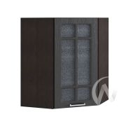 Кухня «Луксор»: Шкаф верхний угловой со стеклом 599, ШВУС 599 (Клен серый/корпус венге)