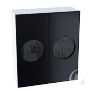 Кухня «Мемфис»: Шкаф верхний со стеклом 809, ШВС 809 (черный трюфель/корпус белый)