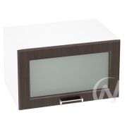 Кухня «Прага»: Шкаф верхний горизонтальный со стеклом 610, ШВГС 610 (венге/корпус белый)