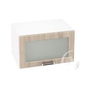 Кухня «Прага»: Шкаф верхний горизонтальный со стеклом 610, ШВГС 610 (дуб сонома/корпус белый)