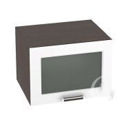 Кухня «Прага»: Шкаф верхний горизонтальный со стеклом 510, ШВГС 510 (белое дерево/корпус венге)