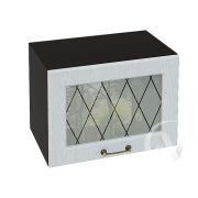 Кухня «Ницца»: Шкаф верхний горизонтальный со стеклом 500, ШВГС 500 (Серый/корпус венге)