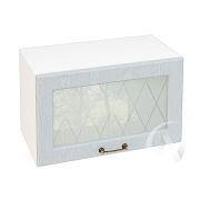 Кухня «Ницца»: Шкаф верхний горизонтальный со стеклом 600, ШВГС 600 (Серый/корпус белый)