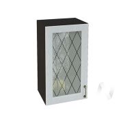 Кухня «Ницца»: Шкаф верхний со стеклом 400, ШВС 400 (Серый/корпус венге)