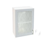 Кухня «Ницца»: Шкаф верхний со стеклом 500, ШВС 500 (Серый/корпус белый)